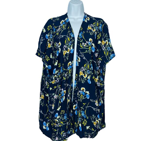 LOFT Ann Taylor Floral Shacket Top Light Jacket Blue - M/L - Picture 2 of 4